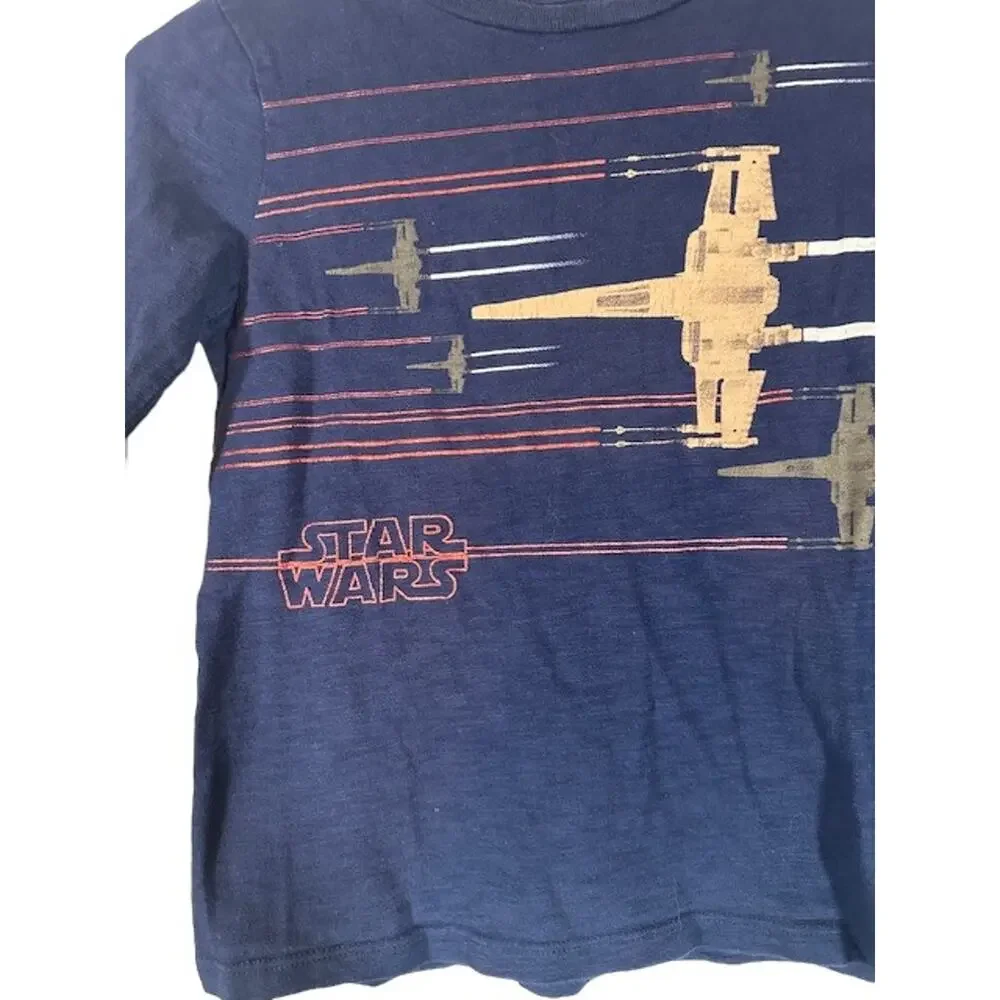 Gap Navy Blue Long Sleeve Graphic Tee Crew Neck Star Wars Boys Youth Size Small